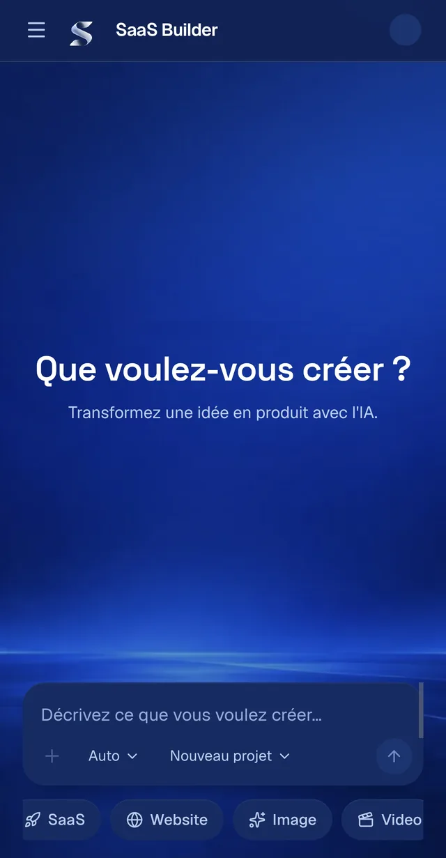 Construction d'une application par l'IA dans SaaS Builder